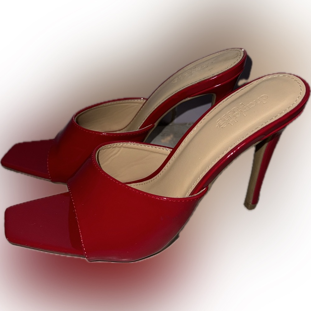 Charlotte Russe Red Pointed Square Toed Heels Size 7